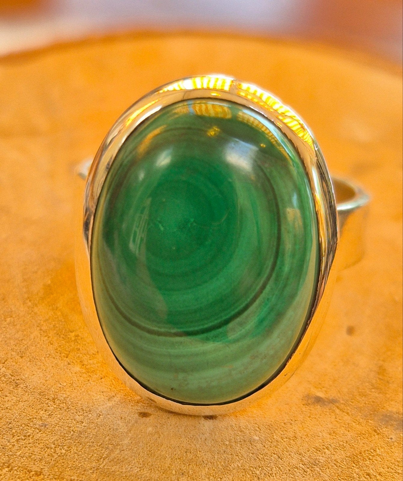 Zilveren ring met Malachiet maat 17,25, Nieuw, Ophalen of Verzenden, 17 tot 18, Dame of Heer