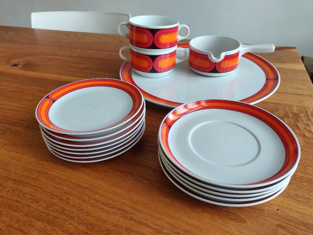 Arzberg Vintage porselein: serveerschaal met bordjes en meer, Gebruikt, Arzberg, Vintage, Ophalen of Verzenden
