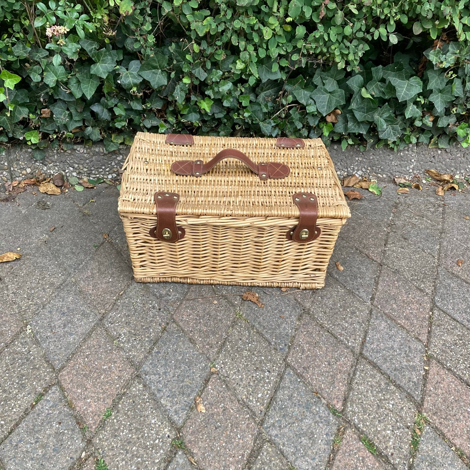 Rieten picknickmand met geruite voering, Ophalen of Verzenden