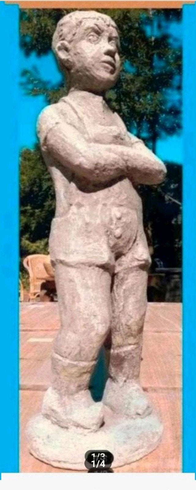 Tuinbeeld Jongen - Brocant - 51 cm hoog, Ophalen of Verzenden