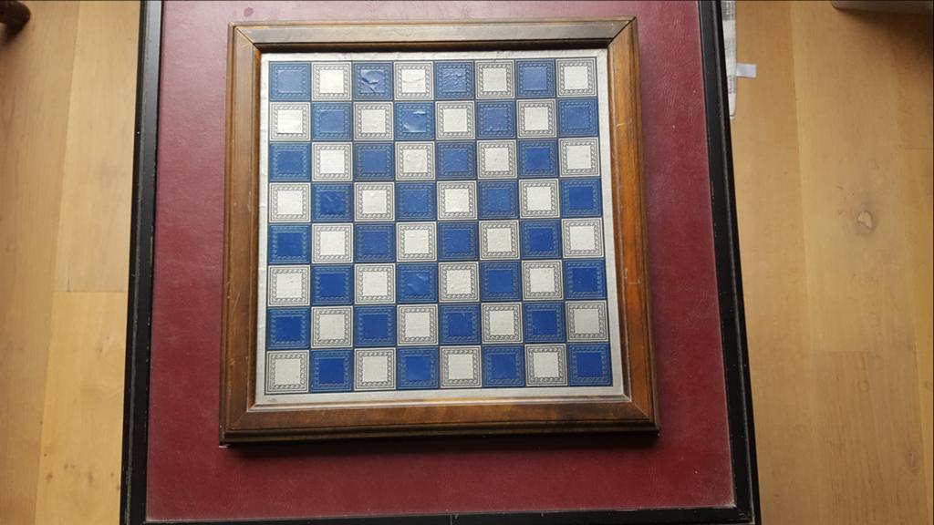 Tinnen Schaakspel Slag bij Waterloo met Bijbehorende Tafel, Ophalen of Verzenden, Zo goed als nieuw