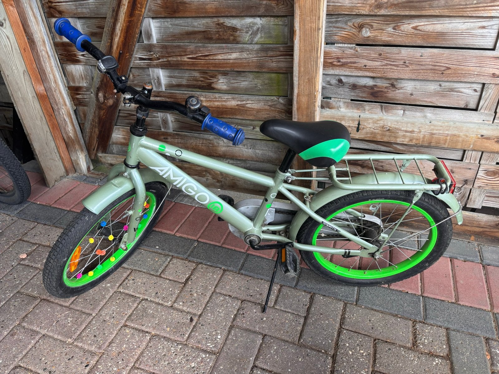 Amigo Sports Kinderfiets 18 inch - Groen, Fietsen en Brommers, Ophalen, Gebruikt, Terugtraprem, 16 tot 20 inch