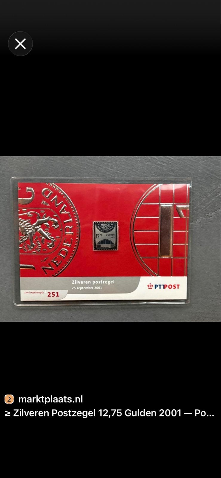 Zilveren Postzegel 12,75 Gulden 2001 - Postfris, Postzegels en Munten, Postzegels | Nederland, Ophalen of Verzenden, Na 1940, Postfris