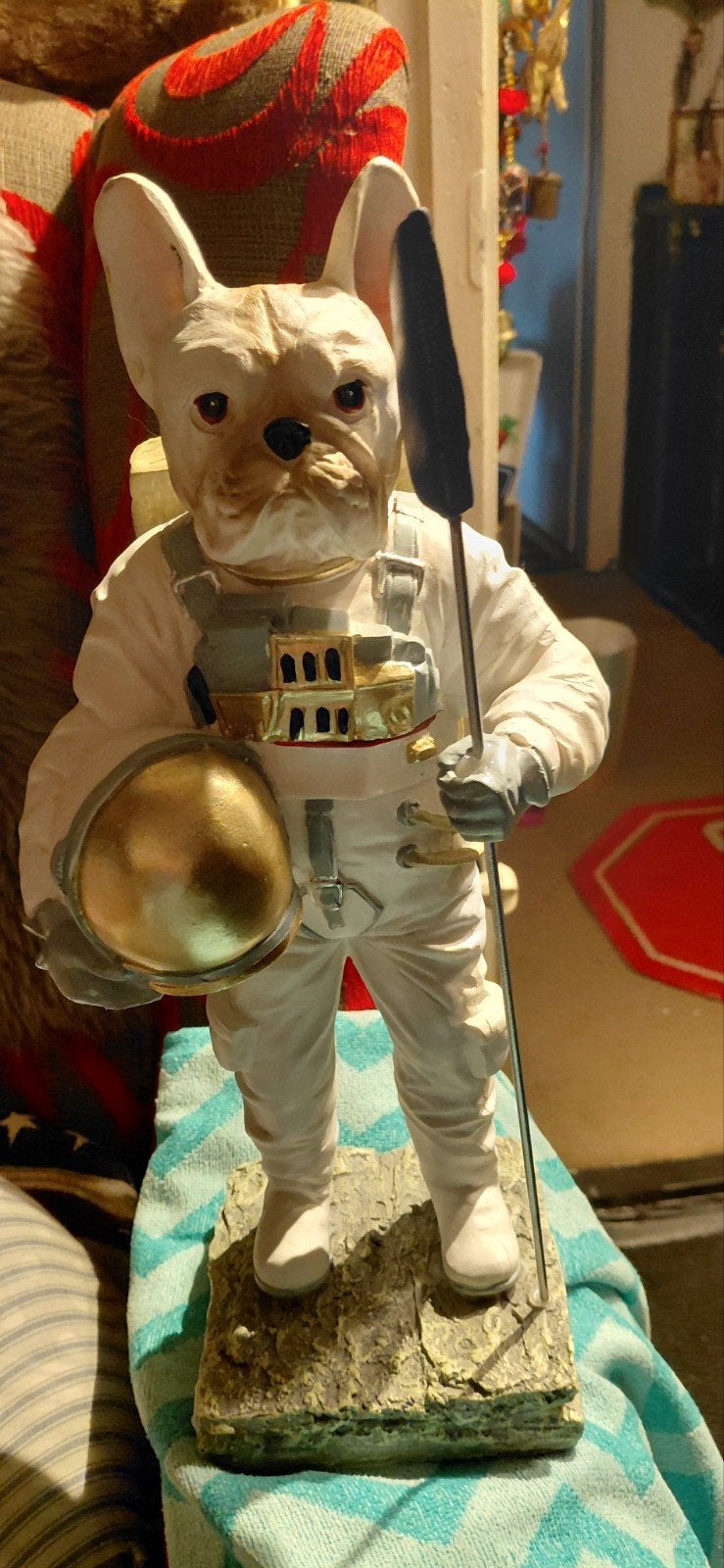 Uniek Beeld Franse Bulldog Astronaut - Decoratie, Verzamelen, Ophalen of Verzenden, Zo goed als nieuw, Dier