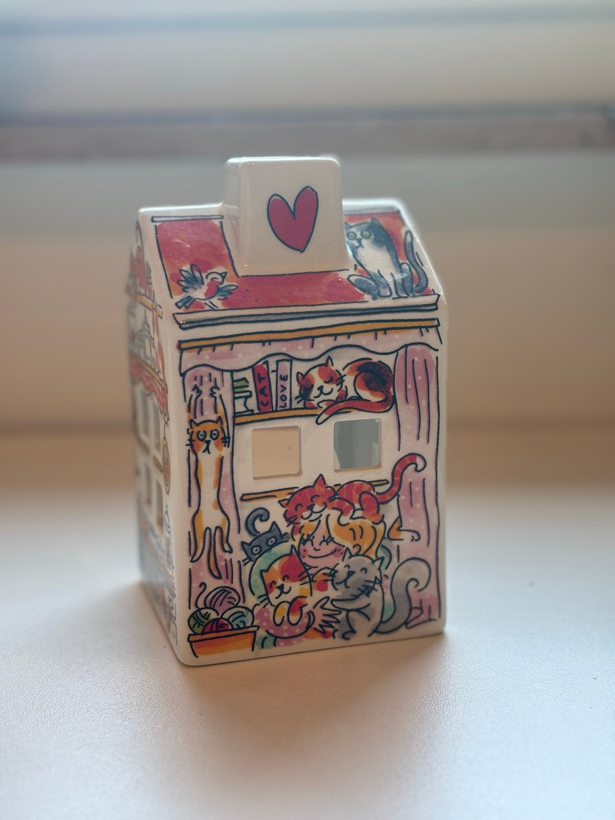 Blond Amsterdam Katten Huisje Theelichthouder, Meerkleurig, Overige stijlen, Ophalen of Verzenden, Zo goed als nieuw