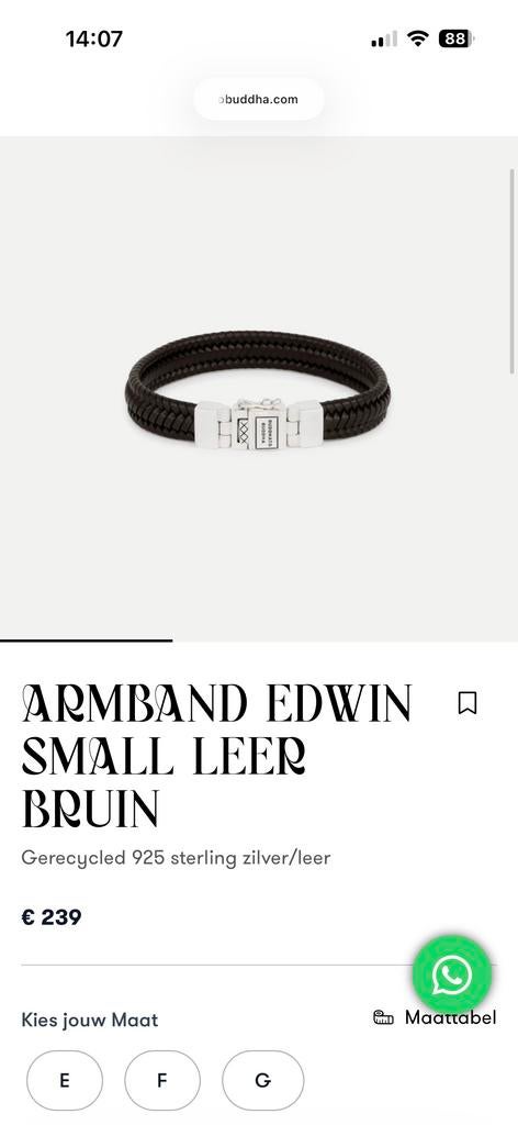 Budha To Budha Leren Armband - Edwin Small Bruin, Sieraden, Tassen en Uiterlijk, Armbanden, Ophalen of Verzenden, Zo goed als nieuw
