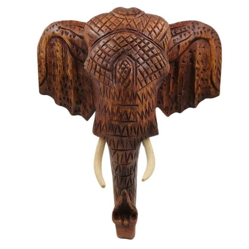 Handgemaakte houten olifantenkop voor aan de muur, Western Deco, Nieuw, Ophalen of Verzenden, Zoetermeer