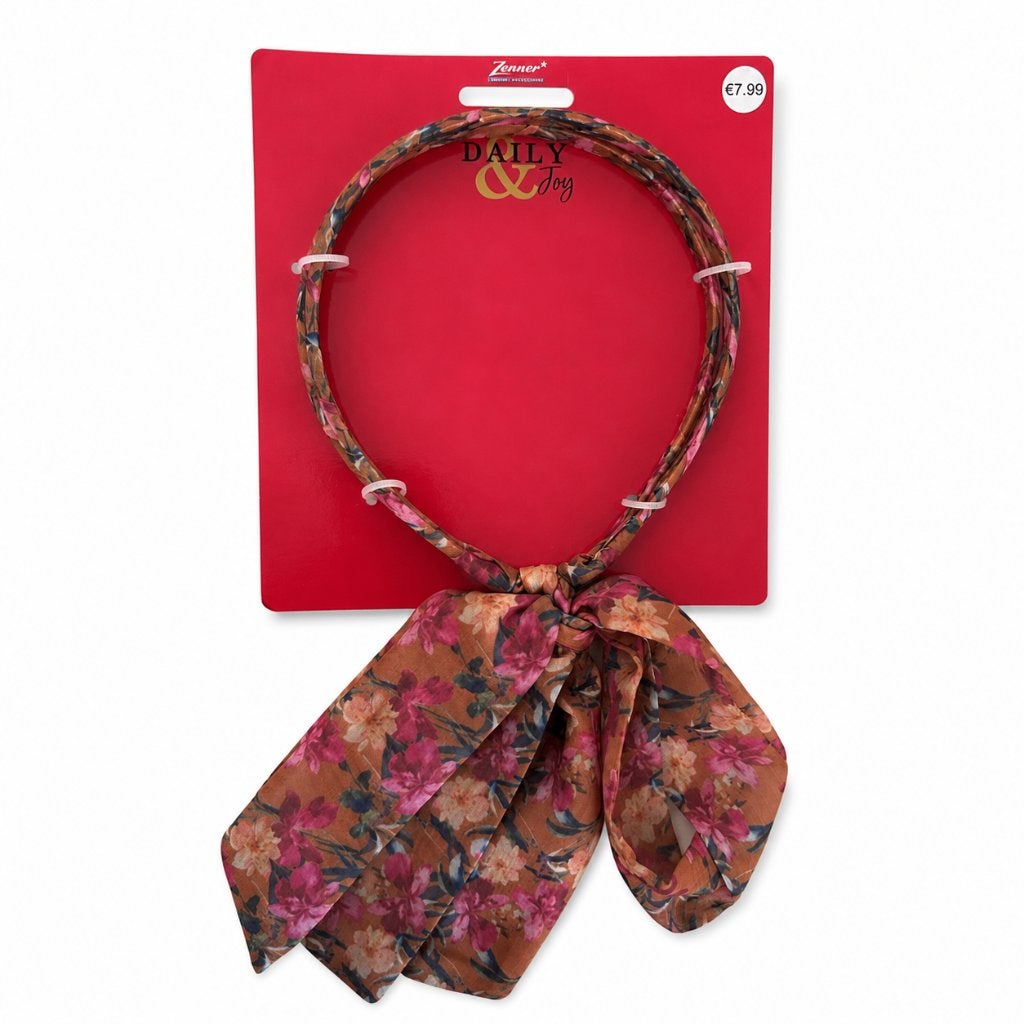 Zenner Daily & Joy haarband met strik – bruine bloemenprint