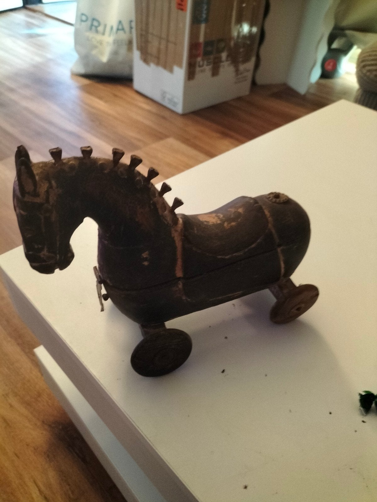 Antiek houten speelgoedpaard op wielen, Antiek en Kunst, Antiek | Speelgoed, Ophalen of Verzenden