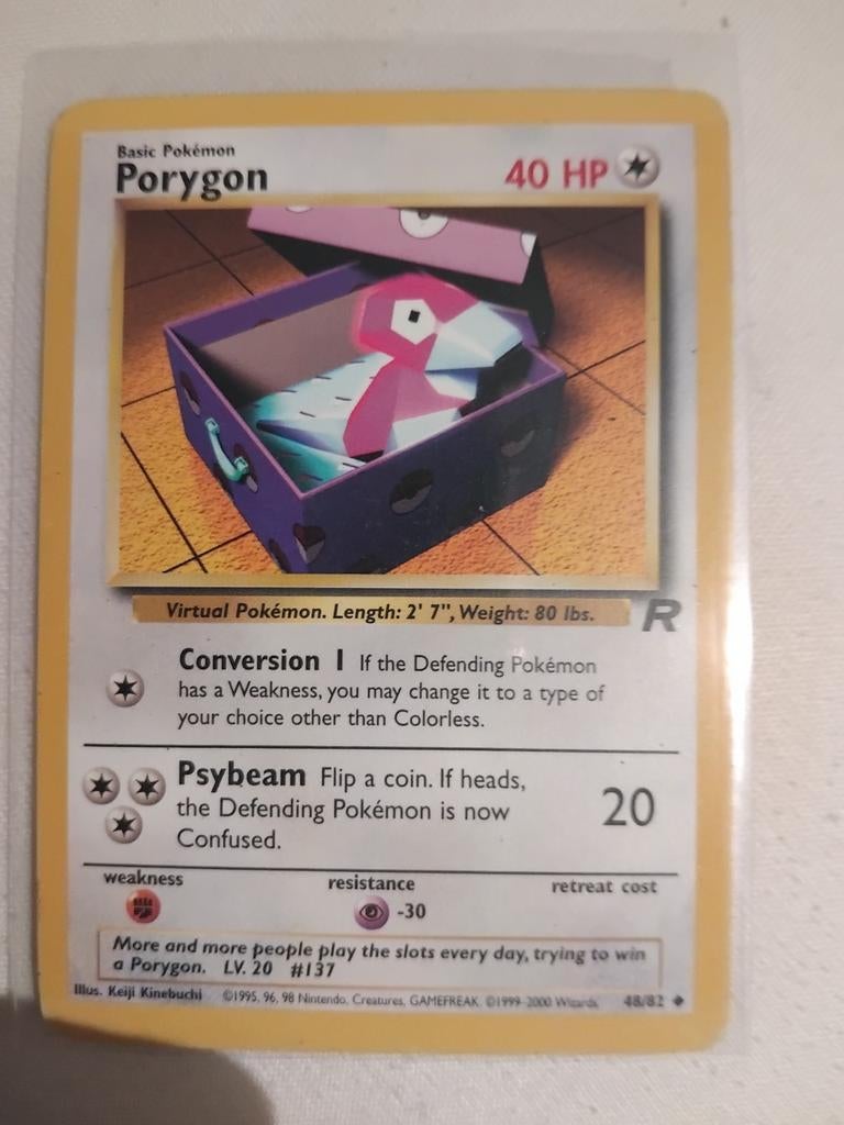 Porygon Pokémon kaart 48/82 team rocket, Ophalen of Verzenden, Gebruikt, Losse kaart