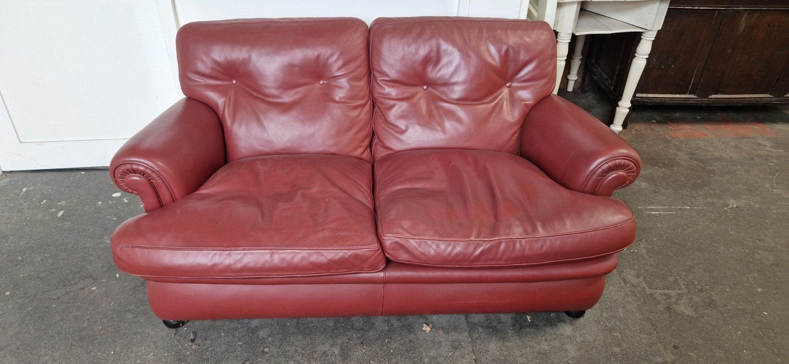 Poltrona Frau 2-zitsbank rood leer, Gebruikt, Klassiek, Design, 150 tot 200 cm, Tweepersoons
