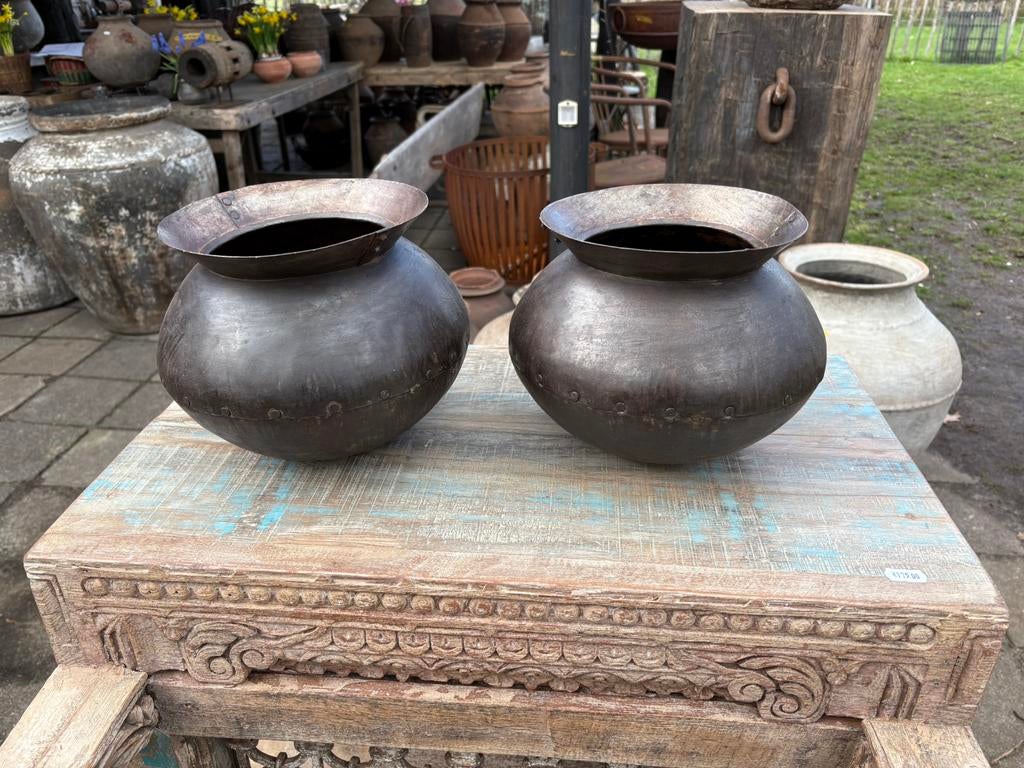 IJzeren waterpot / waterkruik, Huis en Inrichting, Woonaccessoires | Vazen, Overige materialen, Gebruikt, Overige kleuren, Ophalen of Verzenden