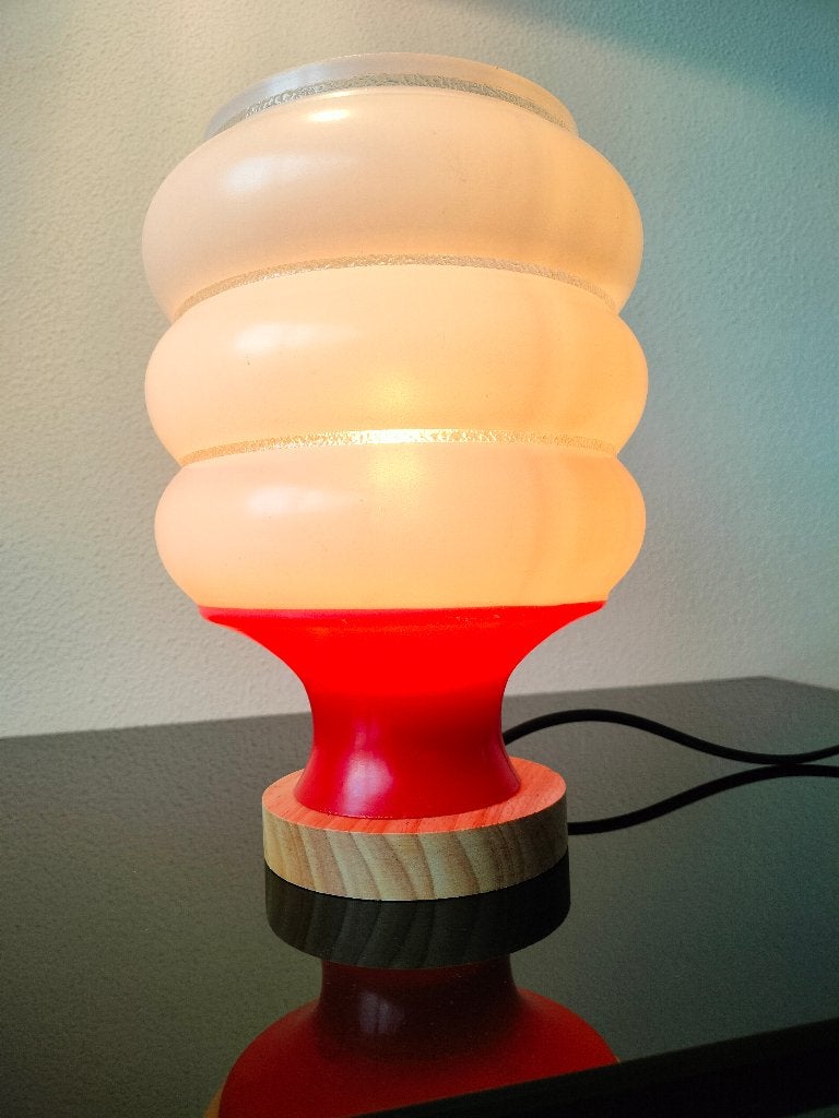 Design Tafellamp Space Age 1965 Mazzega Opaline UFO, Space Age, Ophalen of Verzenden, Minder dan 50 cm, Glas