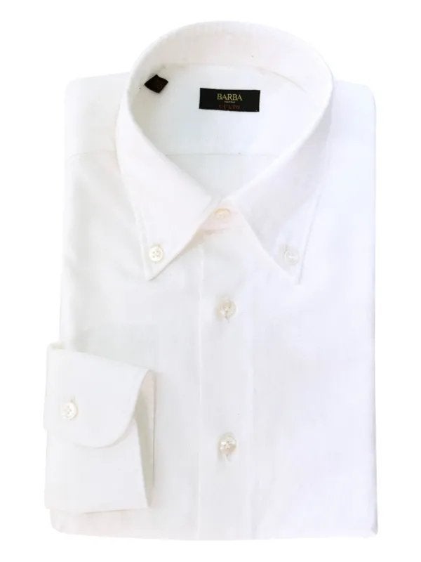 BARBA Napoli twill button down overhemd maat 43 ongedragen, Ophalen of Verzenden, Nieuw, Wit, Halswijdte 43/44 (XL)
