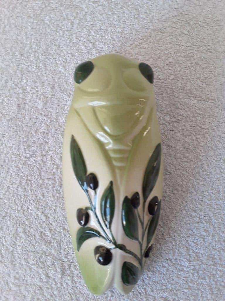 wanddecoratie keramische Cicade vintage, 6 cm, Groen, 15 cm, Vintage