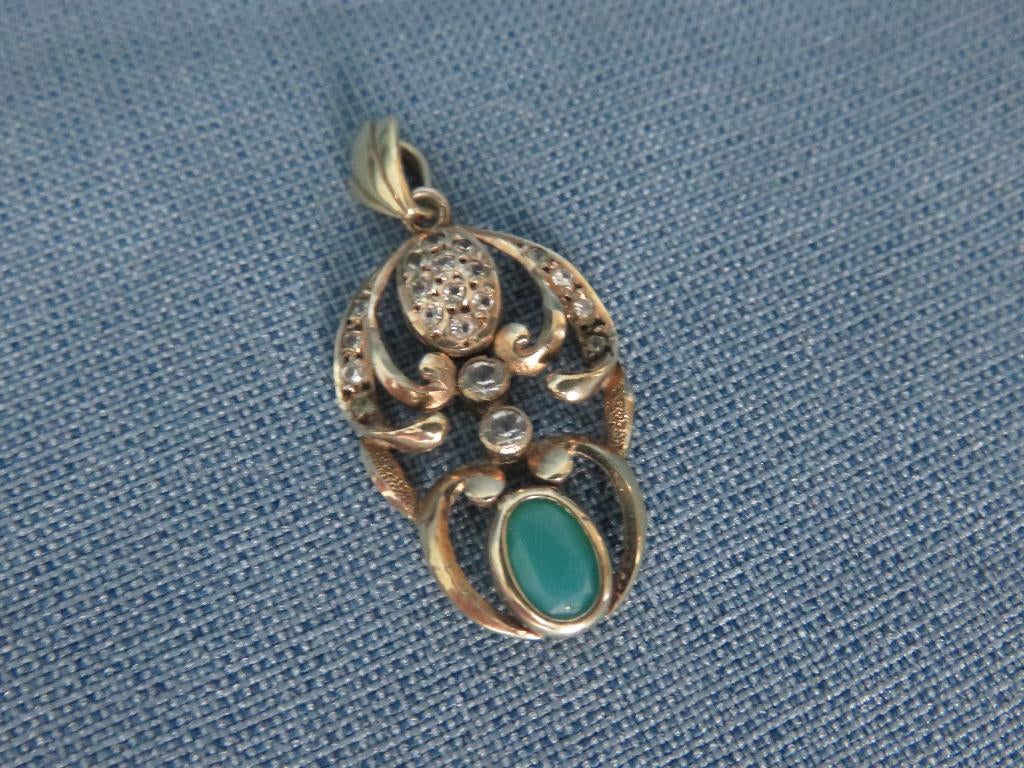 Antieke hanger in goud met stenen - ca. 1900, Sieraden, Tassen en Uiterlijk, Antieke sieraden, Ophalen of Verzenden, Goud, Hanger