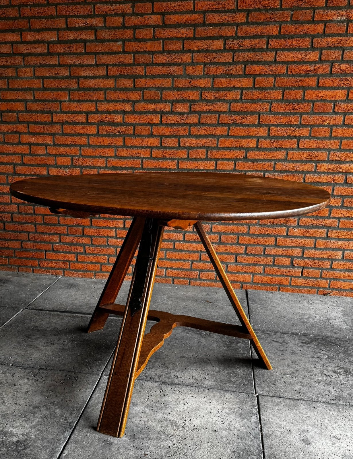 Antieke ronde boeren eettafel, Huis en Inrichting, Tafels | Eettafels, Ophalen, Gebruikt, 100 tot 150 cm, Landelijk