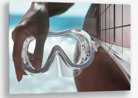 Glasschilderij Tidal Clarity 40x60 - Gehard glas, Antiek en Kunst, Ophangklaar, Overig onderwerp, Glas, Ophalen of Verzenden