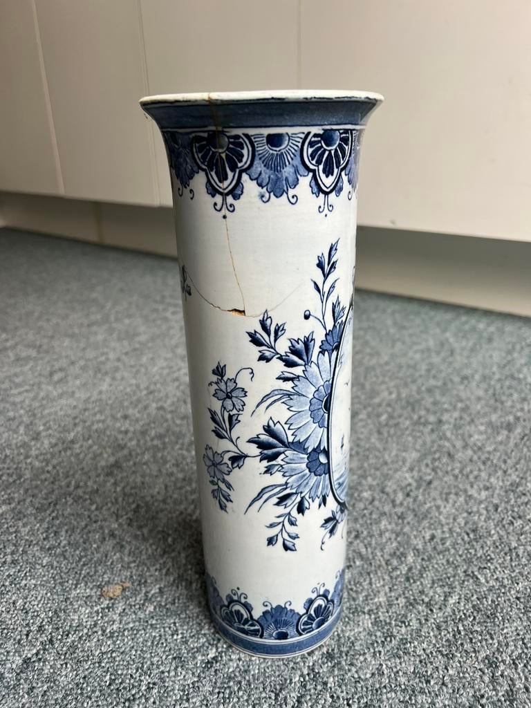 Delfts blauwe vaas 30 cm – vintage – decoratief, Antiek en Kunst, Antiek | Keramiek en Aardewerk, Ophalen