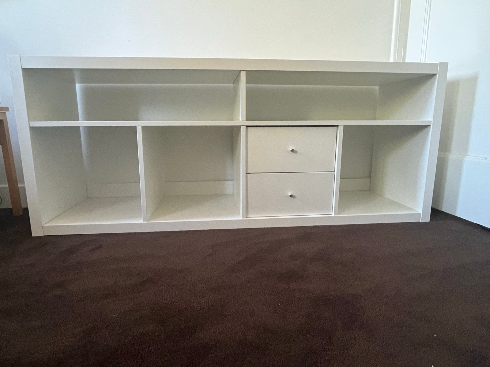 Witte opbergkast met lades -  Ikea Kallax tv meubel, Ophalen, Zo goed als nieuw