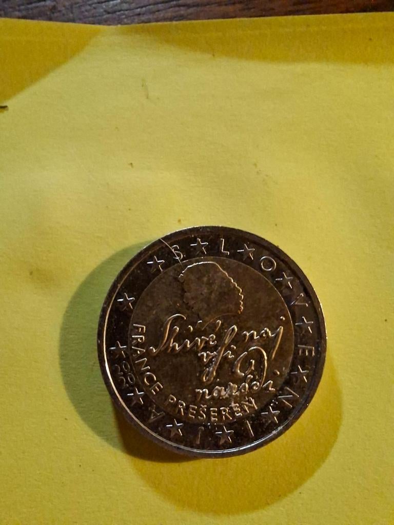 Sloveense 2 Euro Herdenkingsmunt France Prešeren 2007, Ophalen of Verzenden, Slovenië, 2 euro, Losse munt