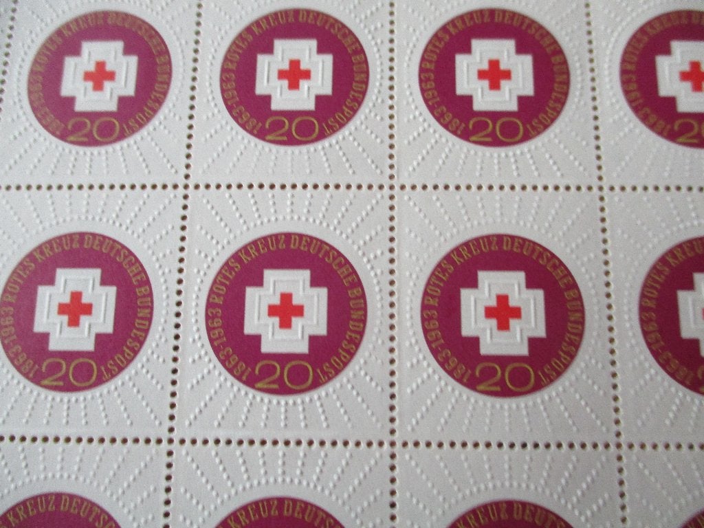 Duitsland, 100 jaar Rode Kruis, compleet vel, 1963, Ophalen of Verzenden, BRD, Postfris