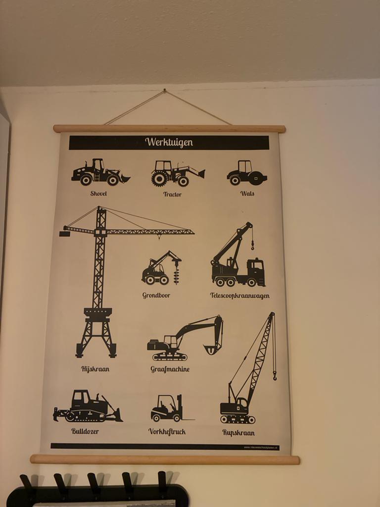 Educatieve Poster 'Werktuigen' - Leer over Bouwvoertuigen, Ophalen, Nieuw, Wanddecoratie