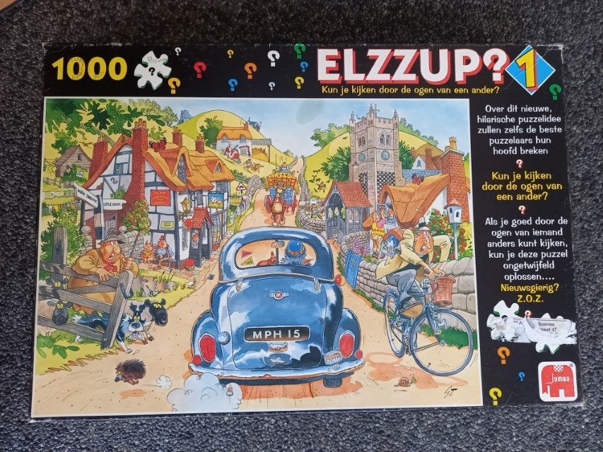 * Elzzup puzzel 1000 stukjes De Zondagsrijders *, Ophalen of Verzenden, 500 t/m 1500 stukjes, Gebruikt, Legpuzzel
