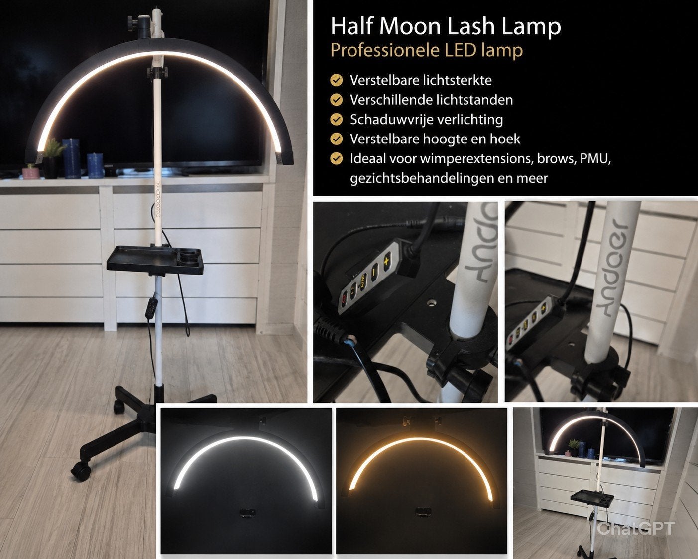 Professionele Half Moon Lash Lamp – LED, Ophalen, Lamp of Flitsset