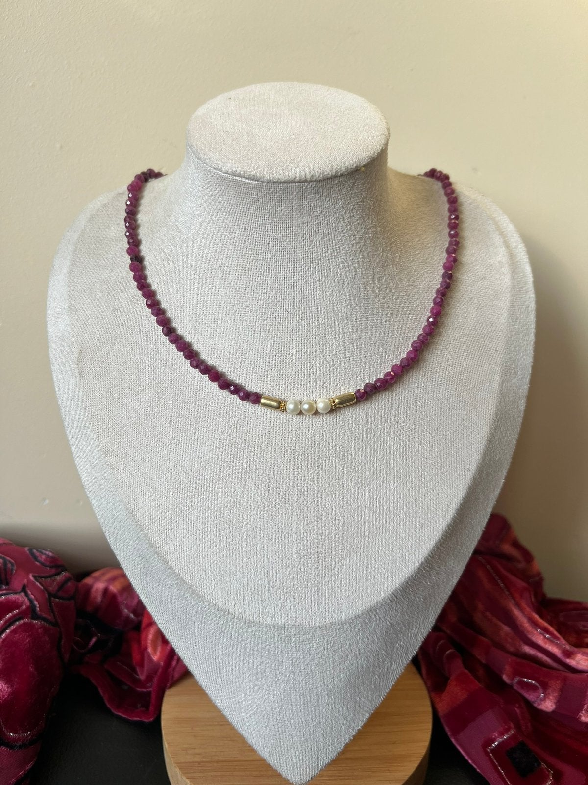 Robijn AKOYA zoutwater parel geluk beschermt uniek liefde, Sieraden, Tassen en Uiterlijk, Kettingen, Magnolia11, Nieuw, Ophalen of Verzenden