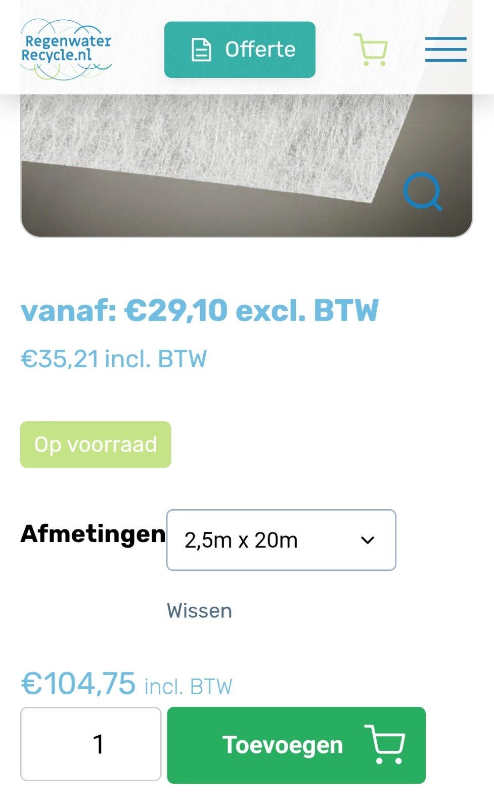 Geotextiel NG 16, 2.50 meter breed, Tuin en Terras, Ophalen, Nieuw