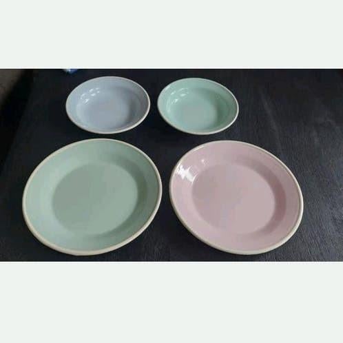 EMAILLE KEIZER- AMSTERDAM BORDEN 2X ONTBIJT/-2× PLAT PASTEL, Ophalen of Verzenden