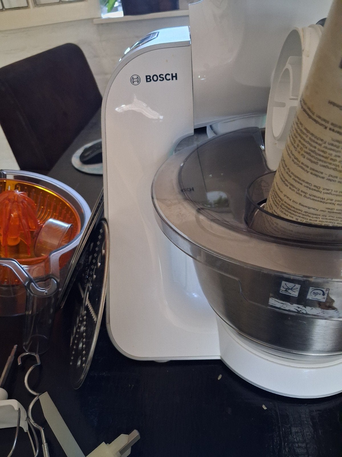 Bosch Mum5  keukenmachine met diverse accessoires, 2 tot 3 liter, Ophalen, Gebruikt, 3 snelheden of meer