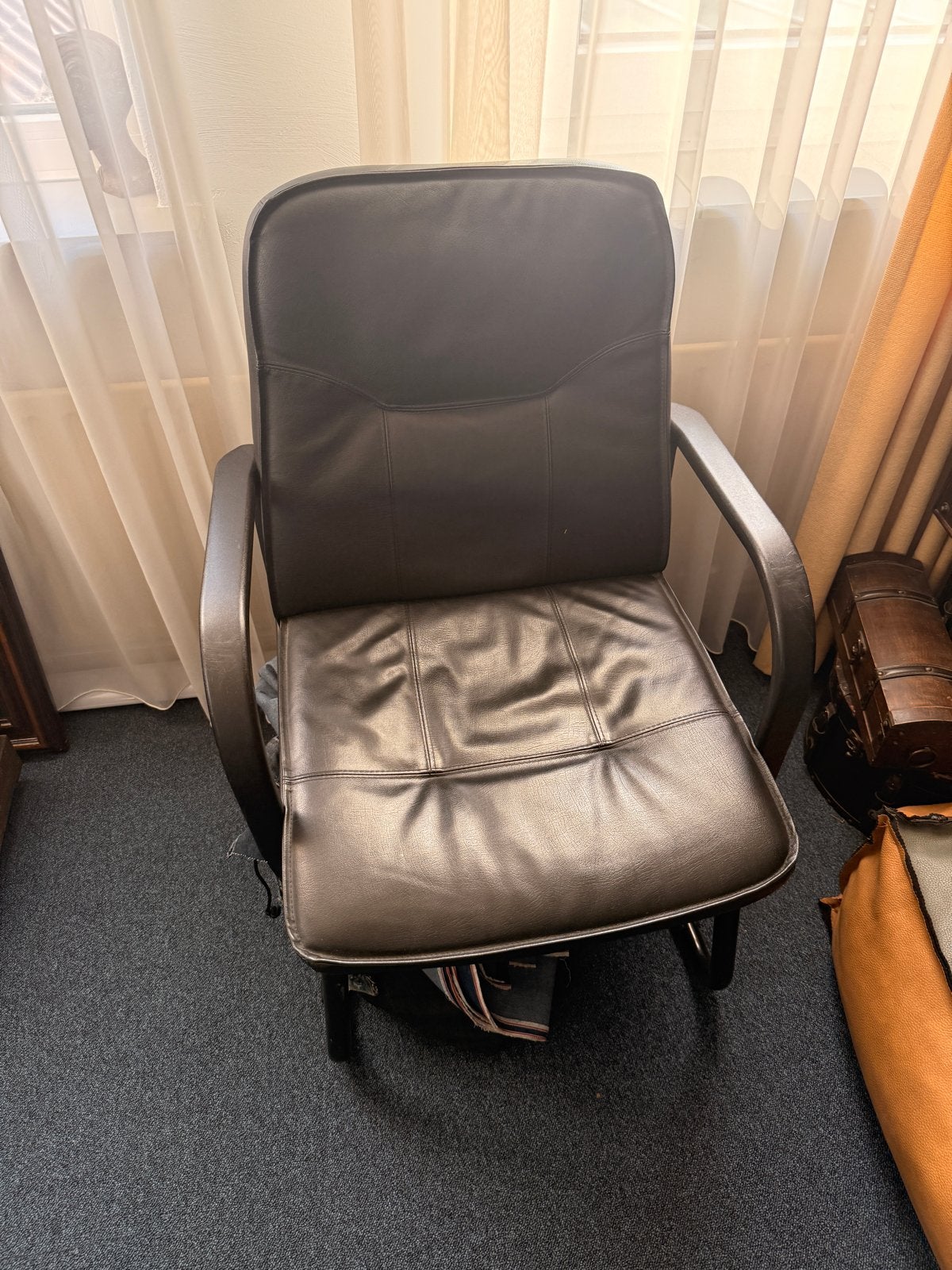 5 leren stoelen 100% heel gratis, Ophalen, Gebruikt, Zwart, Leer