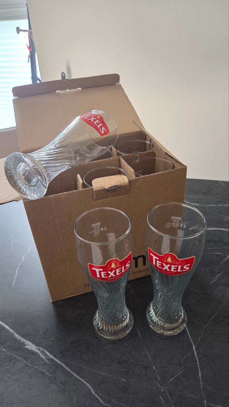 Texels bier glazen 8 stuks., Verzamelen, Ophalen, Zo goed als nieuw, Bierglas