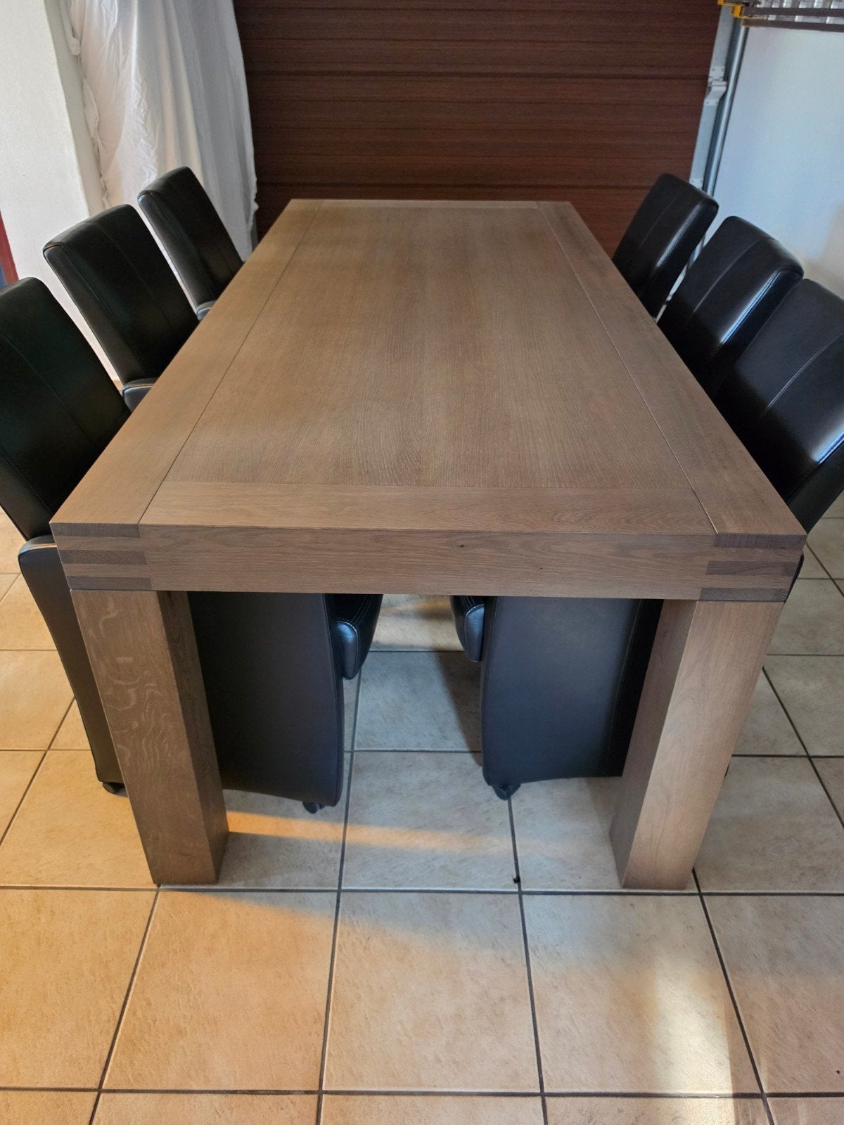 Eiken houten tafel 100 cm x 220 cm, Ophalen, Gebruikt, 100 tot 150 cm, Eikenhout