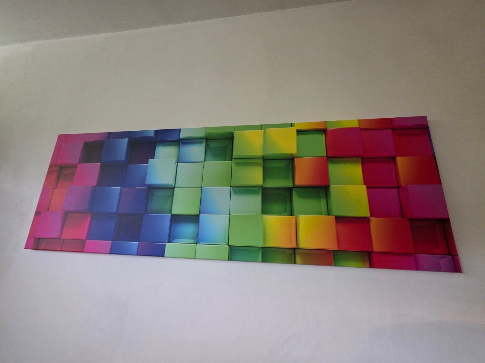 Abstracte Wanddecoratie - Kleurrijke Kubussen Canvas, Ophalen, 45 cm, Schilderij, Meerkleurig