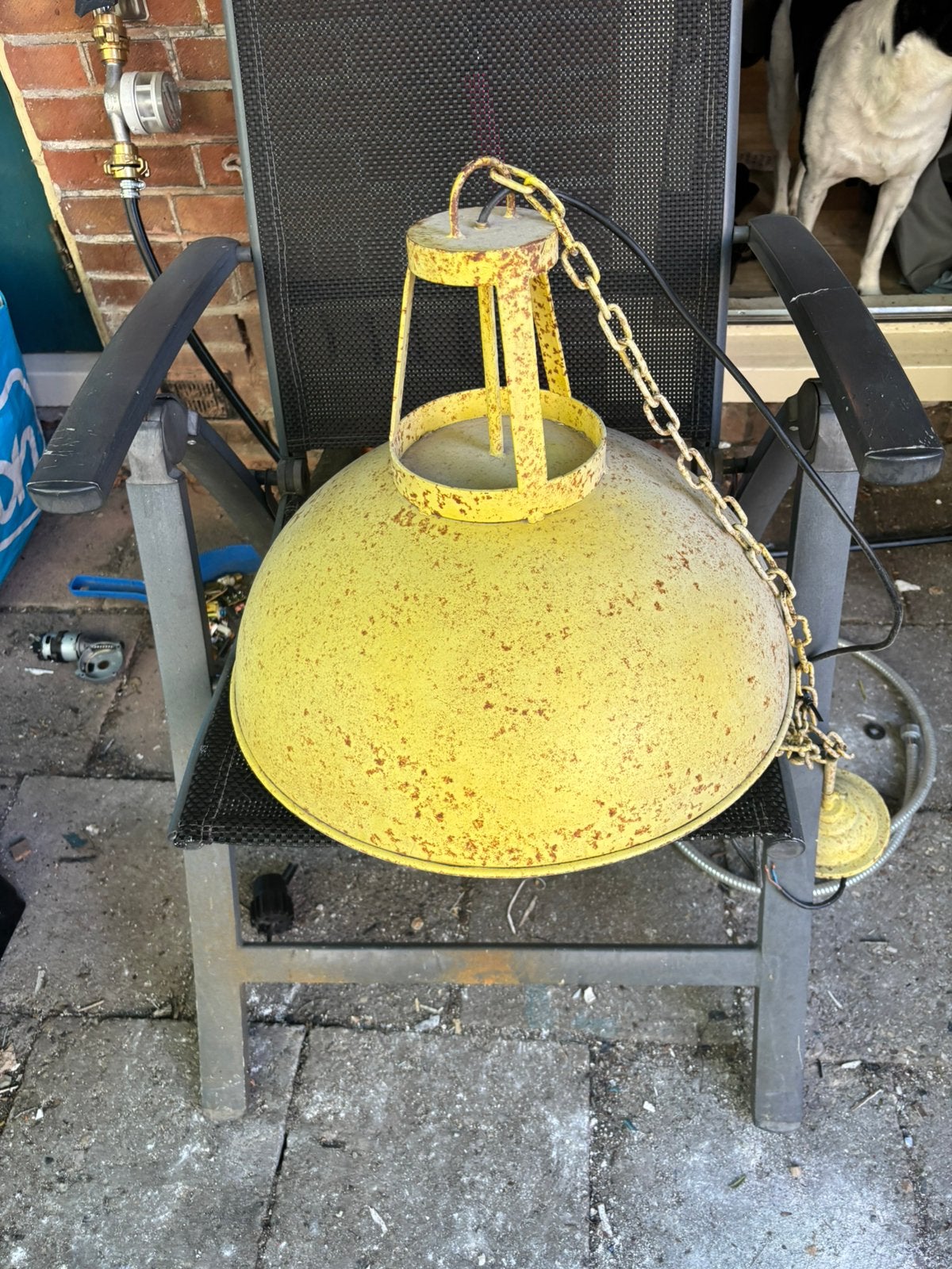 2 Vintage hanglampen te koop, Ophalen, Gebruikt, Metaal, Minder dan 50 cm