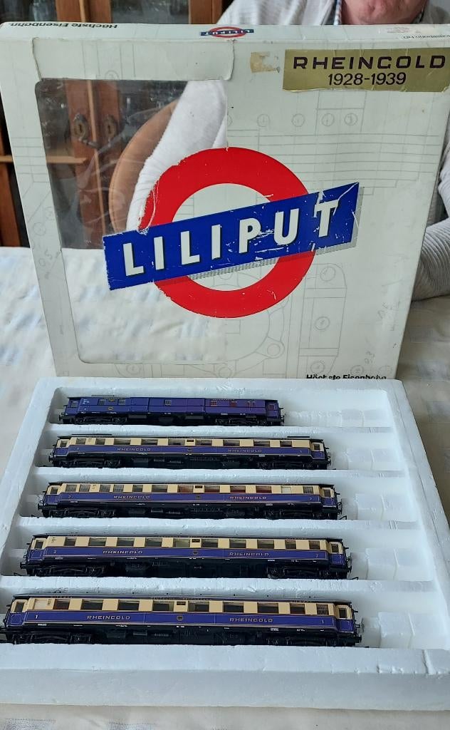 Modeltreinset Liliput HO Rheingold 1928-1939, Hobby en Vrije tijd, Modeltreinen | H0, Wisselstroom, Gebruikt, Wagon, Ophalen of Verzenden