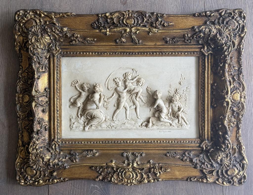 Antiek Frans neoclassicistisch bas-reliëf – J.P. Myers, 1882, Ophalen of Verzenden