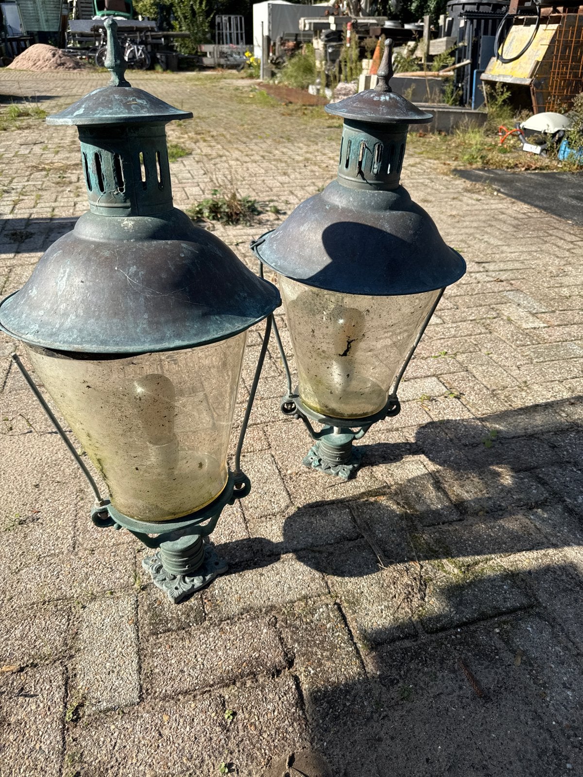 2 Grote Nostalgische Tuinlampen - Koper Uitstraling, Ophalen of Verzenden