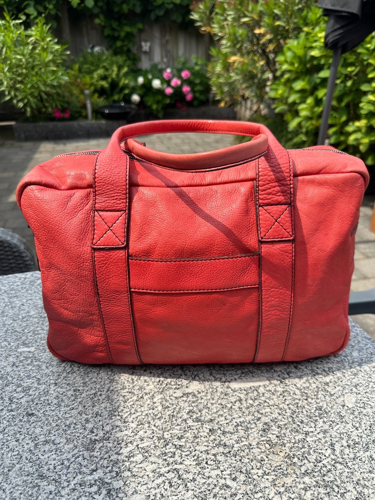 Tas, rood, echt leer, ruim formaat, Ophalen of Verzenden, Gebruikt, Rood, Leer