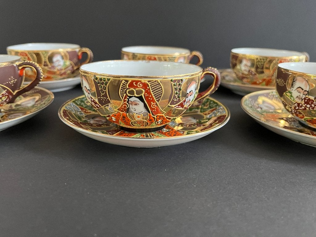 Set van 6 Satsuma Japanse kopjes en schoteltjes, Ophalen of Verzenden