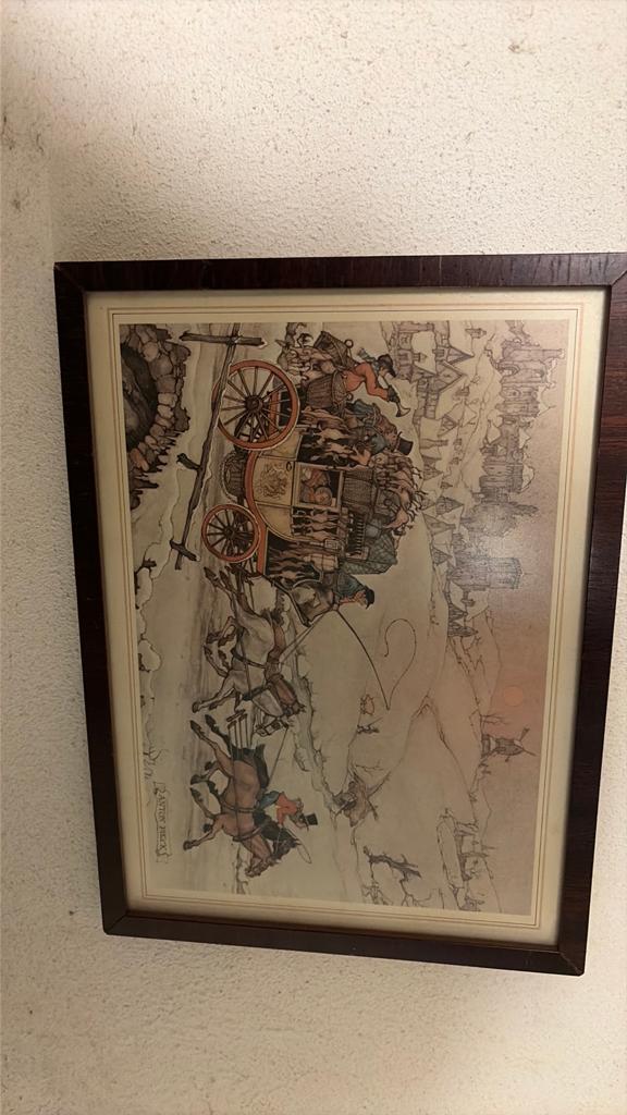Ingelijste prent Anton Pieck - Koets met paarden, Antiek en Kunst, Kunst | Schilderijen | Klassiek, Ophalen of Verzenden