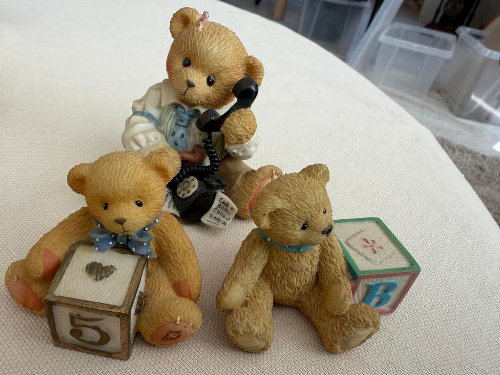 Set van 3 Cherished Teddies beeldjes - Vintage verzamelobjec, Ophalen of Verzenden, Gebruikt, Beeldje, Cherished Teddies