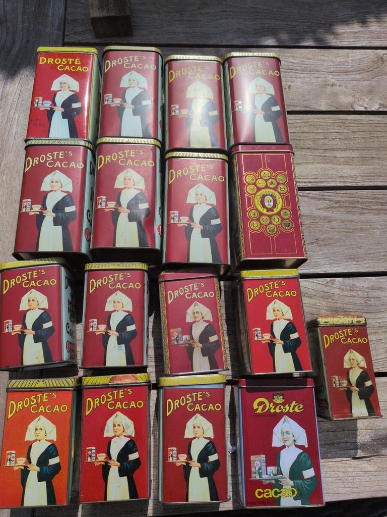 17 Droste blikken, Ophalen of Verzenden, Gebruikt, Overige, Droste