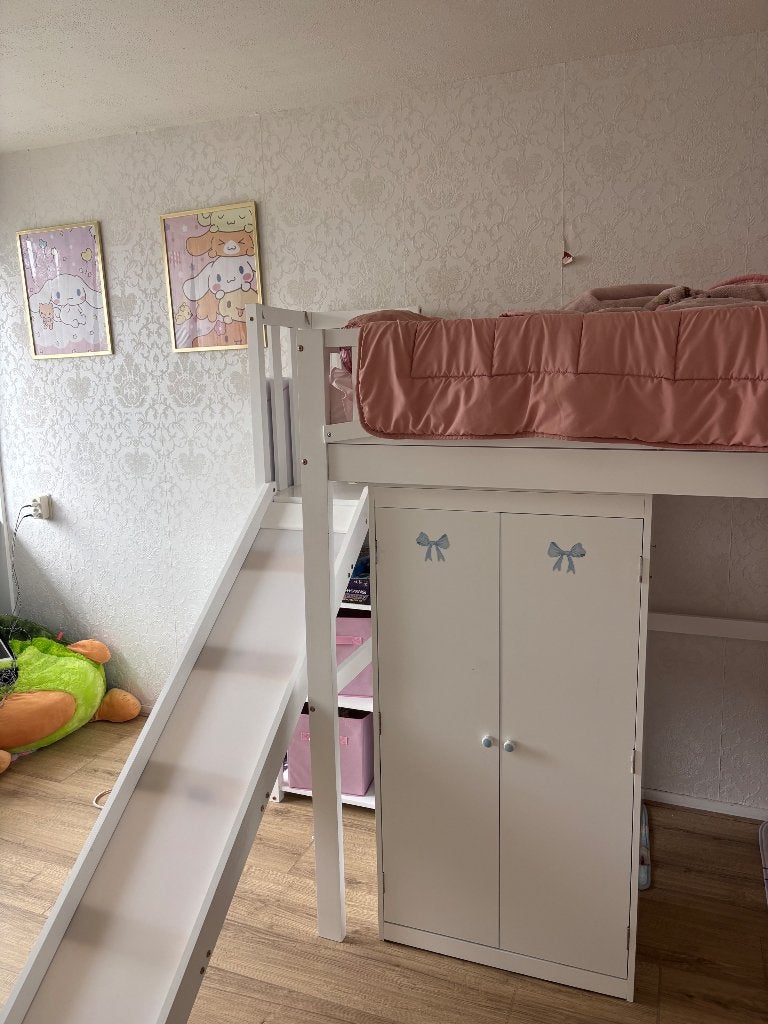 Hoogslaper met glijbaan, trap, bureau en kast, Kinderen en Baby's, Kinderkamer | Stapelbedden en Hoogslapers, Ophalen, Gebruikt