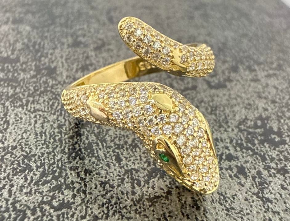 Prachtige 14 karaats gouden slangen ring, Sieraden, Tassen en Uiterlijk, Ringen, Ophalen of Verzenden, Nieuw, Goud, Dame