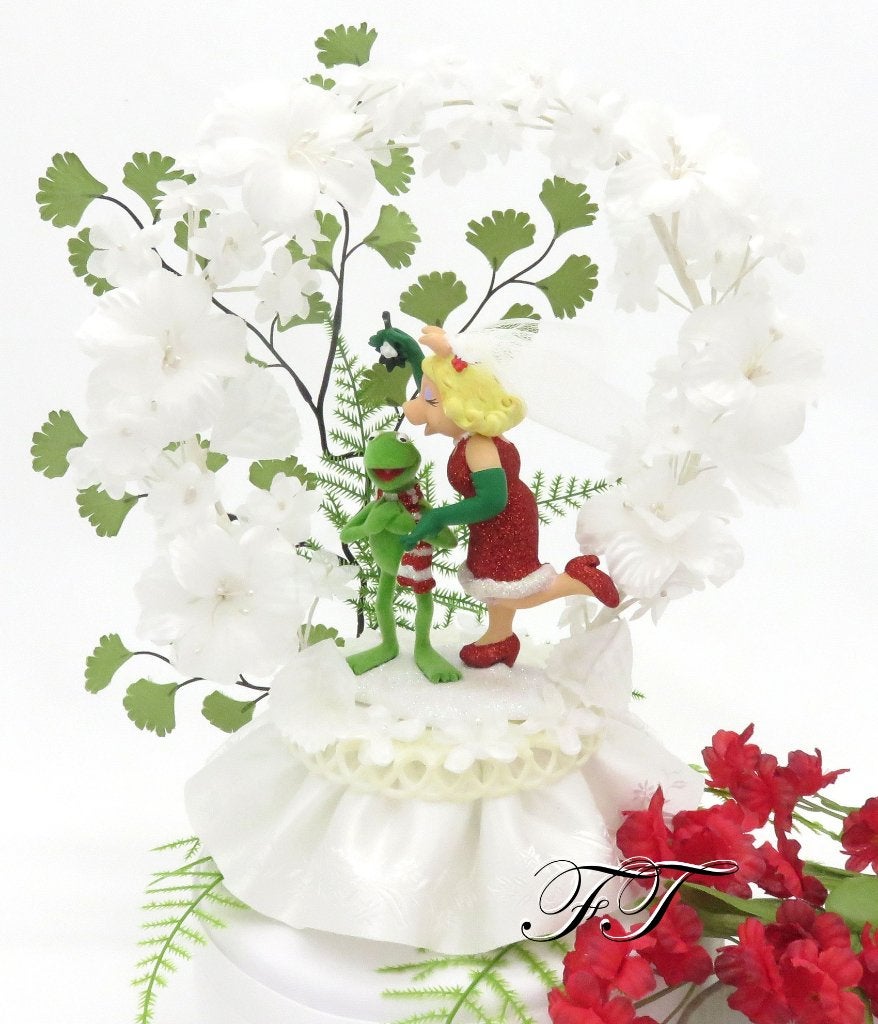 Zeer mooie Disney taarttopper met Miss Piggy en Kermit., Ophalen of Verzenden, Nieuw, Versiering, Geboorte of Huwelijk