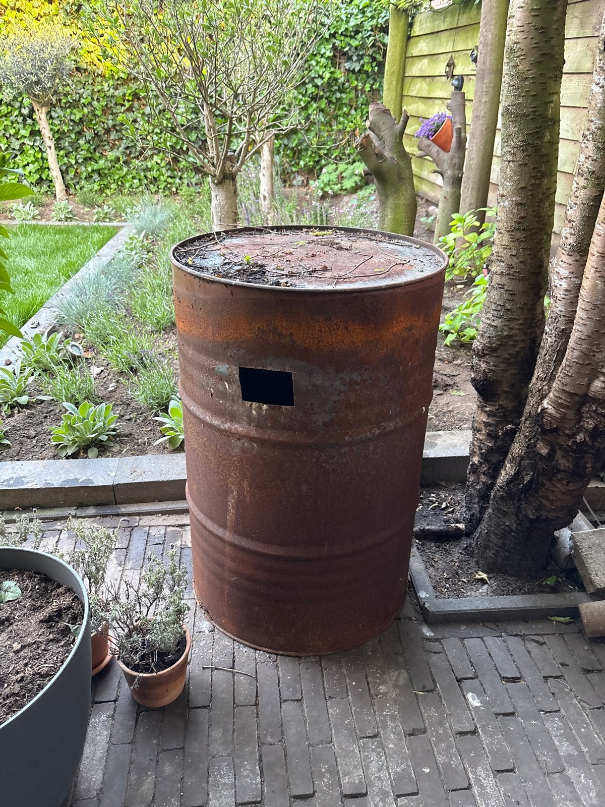 Roestige vuurton voor sfeervolle avonden, Ophalen, Gebruikt, Vuurton